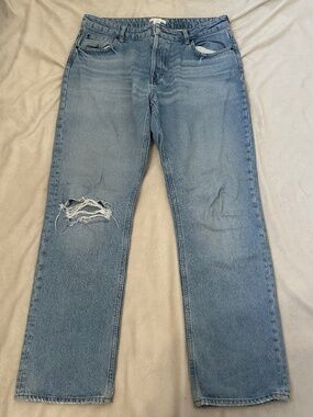 H&M High-Waisted Wide Leg Ripped Jeans